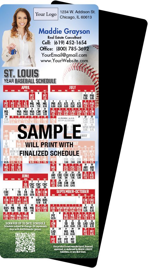 Real Estate Baseball Schedules, Magnetic Sports Calendars for Realtors